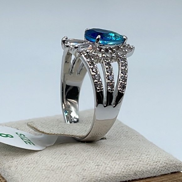 Bomb Party RBP6465 DAZZLING LIGHTS Azure Blue bicolor Tourmaline/Rhodium NWT&BAG - Picture 4 of 5